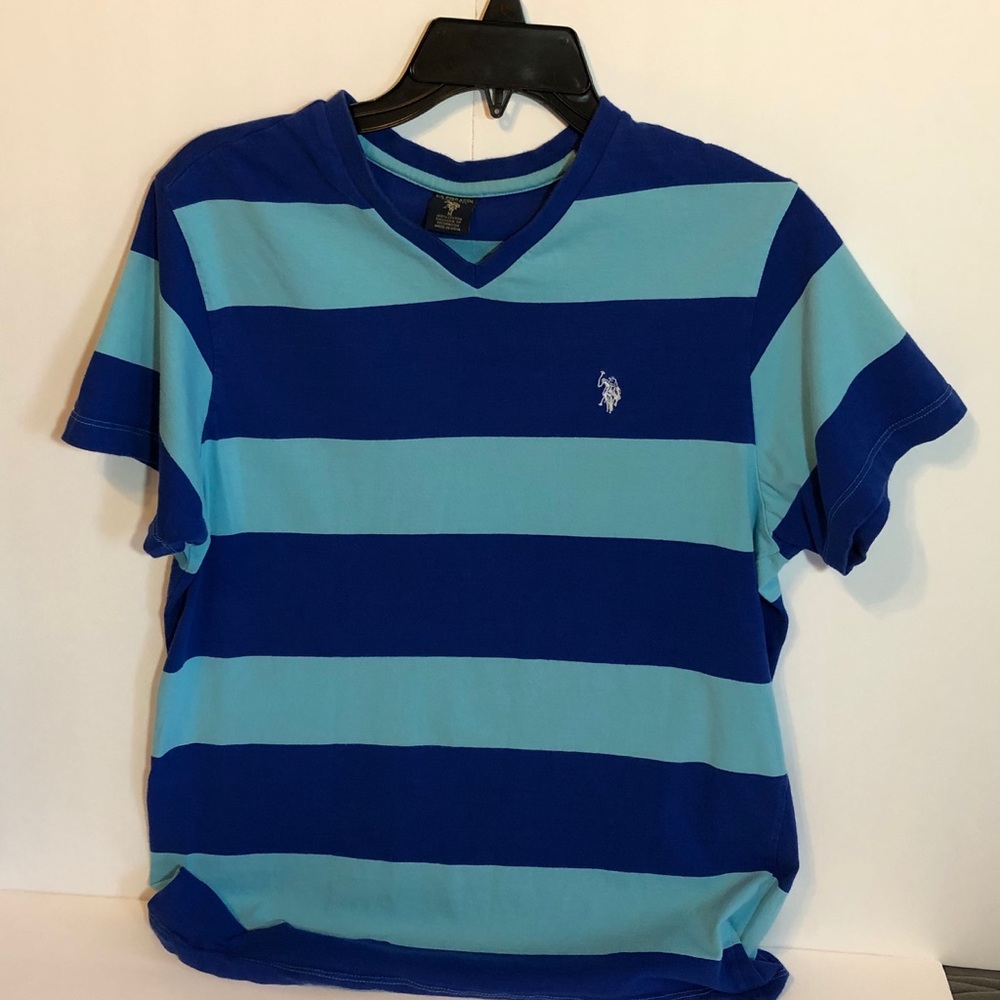 US Polo Assn V-neck Casual Shirt 2 Toned Stripe